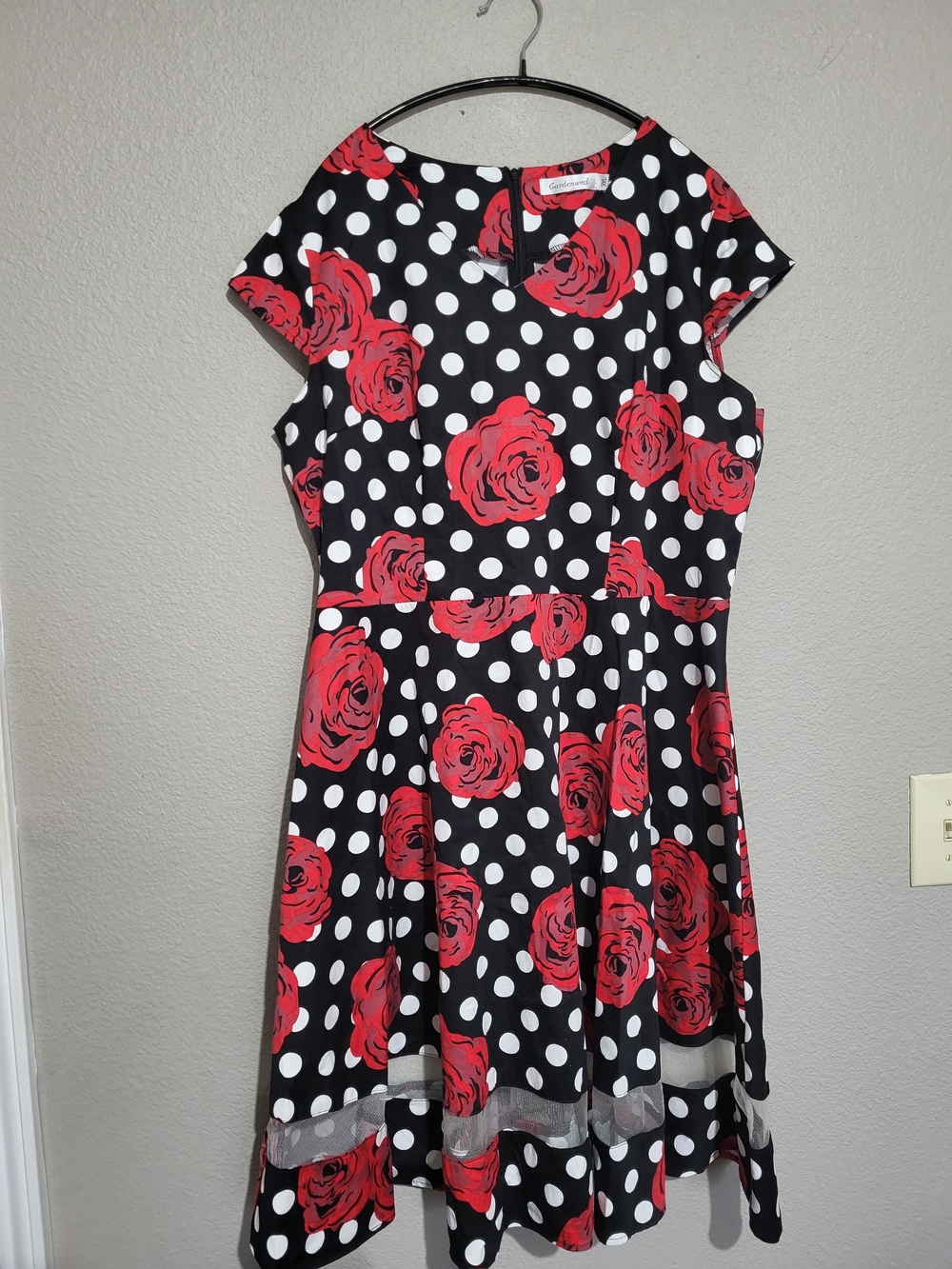 Gardenwed Fit Flare Dress 3XL Midi Red Rose Romance Whimsigoth Evening 50s Retro